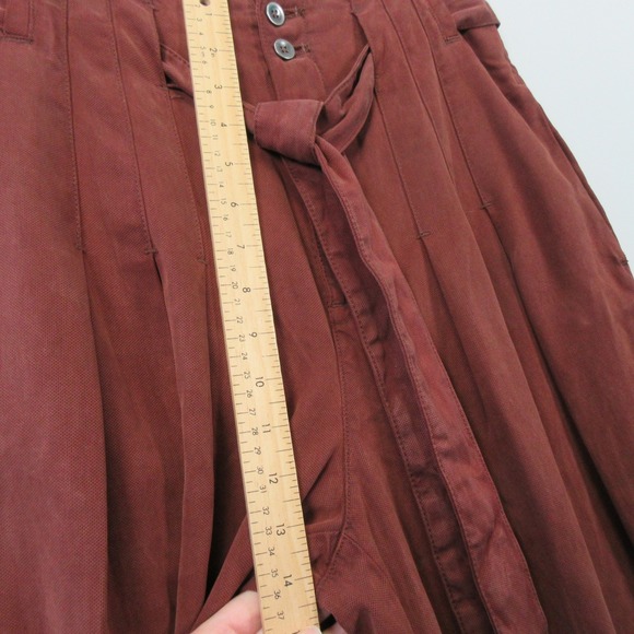 Free People Dwell On Dreams Trouser Wide Leg Belted Linen Pants Brown Boho Sz 6 - Picture 7 of 15